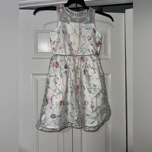Rare Editions Floral Embroidered Dress - White and Purple